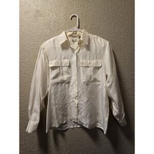 Gs International 100% Silk Womens Long Sleece Button Up Blouse